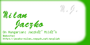 milan jaczko business card